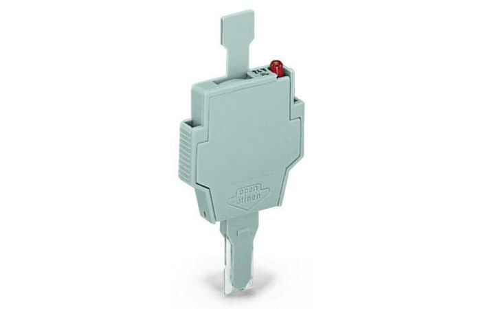 Wtyk bezpiecznikowy z uchwytem, ze wskaźnikiem świetlnym LED, 24V AC/DC, szer. 6mm, szary | 281-512/281-501 Wago