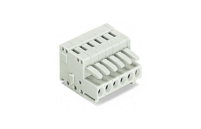 Gniazdo 1-przewodowe pełna ochrona przed błędnym wetknięciem 4-bieg, 3,5mm, jasnoszare | 734-104 Wago