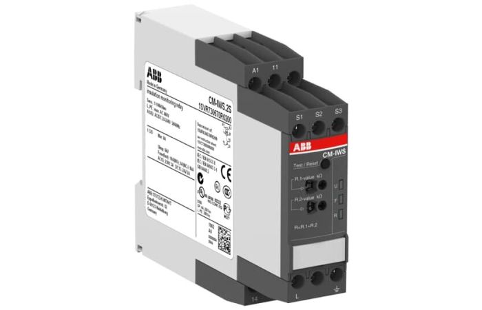 Przekaźnik monitorujący stan izolacji 400V AC 1-100kOhm, sterowanie 24-240V AC/DC, 1C/O, CM-IWS.2S | 1SVR730670R0200 ABB