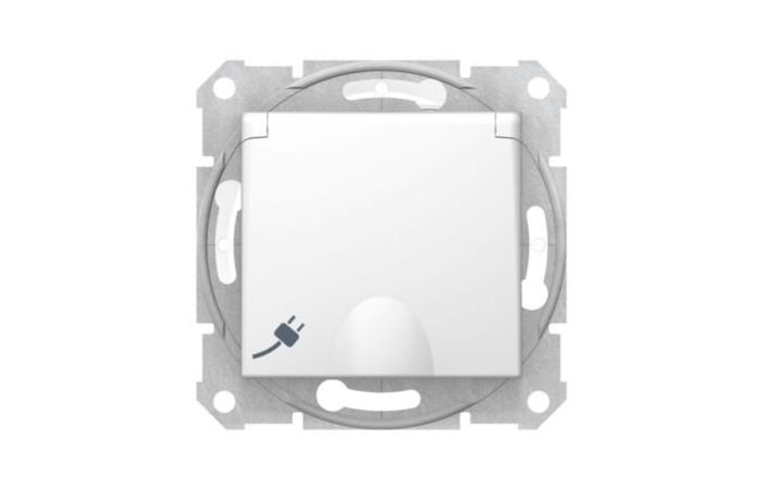 Gniazdo pojedyncze z/u z przesłonami z klapką 16A/250V IP44 białe, Sedna | SDN2800321 Schneider Electric
