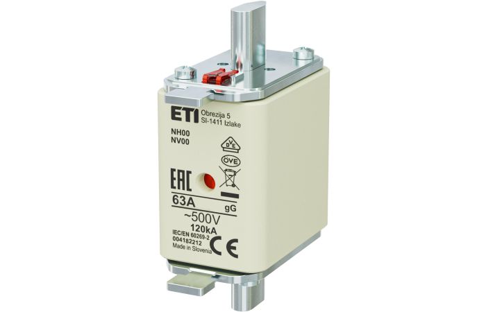 Wkładka bezpiecznikowa (topikowa) NH00 63A gG 500V zwłoczna | 004182212 Eti