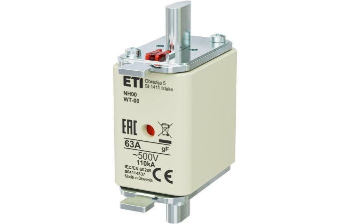 Wkładka bezpiecznikowa (topikowa) NH00 63A gF 500V szybka | 004114337 Eti