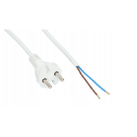 Przewód przyłączeniowy z wtyczką prostą IP20 , 2x1, H05VV-F, 1,5m, biały PP-21/1,5M/2X1/H05VV-F | W-98335 Plastrol