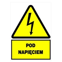 Tablica samoprzylepna 148x210 "POD NAPIĘCIEM" NO1-PN | NO1-PN Trytyt