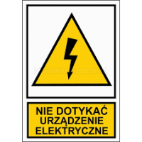 Tablica, naklejka samoprzylepna (A/2) 74x105 "NIE DOTYKAĆ URZĄDZENIE ELEKTRYCZNE" NO3-NDUE | NO3-NDUE Trytyt