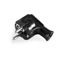 Wtyczka kątowa pojedyncza UNISCHUKO z uziemieniem 16A 250V, czarna, 2P+Z | WT-35-2 Elgotech