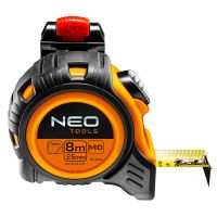 Miara zwijana stalowa 8 m x 25mm, autostop, zaczep | 67-208 NEO TOOLS