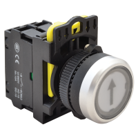 Przycisk podświetlony z piktogramem (czarna strzałka) 1×NO, 5A/230V AC-15,IP65, LED 230V AC/DC(1szt) | NYG3-P3L Tracon