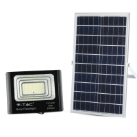 Naświetlacz LED solarny V-TAC 35W czarny IP65 pilot timer VT-100W 6000K 2450lm | 3800157645775 LED EUROPE