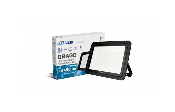 Naświetlacz LED DRAGO 200W 20000lm 4000K Biały Neutralny IP65 SLIM 3 lata gwar. | 17-0000-06 LED Labs