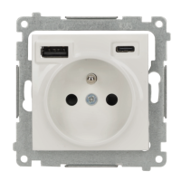 Gniazdo wtyczkowe z zintegrowaną ładowarką USB C+A (moduł) 2.1A 5V DC, 230V, biały, Simon 54 | DGZ1ZUSB2CA.01/11 Kontakt Simon