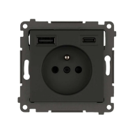 Gniazdo wtyczkowe z zintegrowaną ładowarką USB C+A (moduł) 2.1A 5V DC, 230V, antracyt, Simon 54 | DGZ1ZUSB2CA.01/48 Kontakt Simon