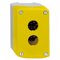 Pusta kaseta sterująca 2 otwory Fi-22mm żółta z jasno szarą podstawą plastikowa, Harmony XAL | XALK02 Schneider Electric