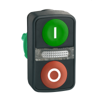 Napęd przycisku podwójny O-I zielony-czerwony, z podświetleniem z samopowrotem, Harmony XB5 | ZB5AW7A3741 Schneider Electric