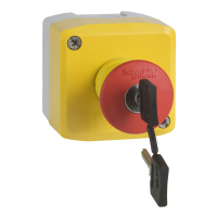 Harmony XALK Żółta stacja 1 czerwony przycisk z głowicą grzybkową Ø40 zwolnienie kluczem 1NO+2NC | XALK188GTH26 Schneider Electric