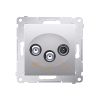 Gniazdo antenowe satelitarne podwójne SAT-SAT-RTV (moduł) srebrny DASK2.01/43 Simon 54 | DASK2.01/43 Kontakt Simon