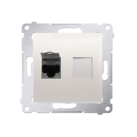 Gniazdo komputerowe pojedyncze RJ45 kat. 6, ekr. z osłoną przeciwkurzową, krem D61E.01/41 Simon 54 | D61E.01/41 Kontakt Simon