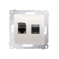 Gniazdo komputerowe podwójne RJ45 kat. 6, ekr. z osłoną przeciwkurzową, krem D62E.01/41 Simon 54 | D62E.01/41 Kontakt Simon