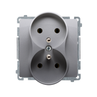 Gniazdo wtyczkowe podwójne z/u, 16A, zaciski śrubowe, stal inox BMGZ2M.01/21 Simon Basic | BMGZ2M.01/21 Kontakt Simon