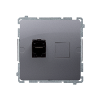 Gniazdo komputerowe RJ45, kategoria 6, pojedyncze ekranowane z przesłoną, srebrny mat BM61E.01/43 | BM61E.01/43 Kontakt Simon