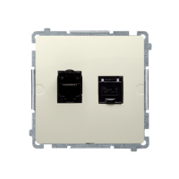 Gniazdo komputerowe RJ45, kategoria 6, podwójne z przesłoną, beż BM62.01/12 Simon Basic | BM62.01/12 Kontakt Simon
