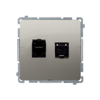 Gniazdo komputerowe RJ45, kategoria 6, podwójne ekranowane z przesłoną, satynowy BM62E.01/29 | BM62E.01/29 Kontakt Simon