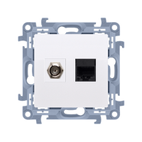 Gniazdo antenowe typu F + RJ45 kat. 5e (moduł), biały CASFRJ455.01/11 Simon 10 | CASFRJ455.01/11 Kontakt Simon