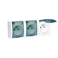 Gniazdo wtyczkowe potrójne z/u bryzgoszczelne IP54, 16A, 250V, zaciski śrubowe, biały AQGZ1-3Z/11A | AQGZ1-3Z/11A Kontakt Simon