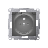 Gniazdo wtyczkowe IP44 b/uszczelki 16A, 250V, zaciski śrubowe, klapka transp, czarny mat, Simon 54 | DGZ1BUZ.01/49A Kontakt Simon