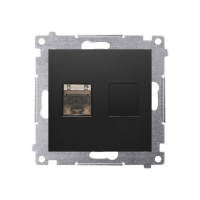 Gniazdo komputerowe pojedyncze RJ45 kat. 6 ekranowane z przesłoną, czarny mat, Simon 54 | D61E.01/49 Kontakt Simon