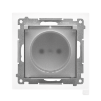 Gniazdo wtyczkowe IP44 z uszczelką (moduł) 16A 250V szybkozł. Klapka transp Aluminium mat Simon 55 | TGZ1BCZ.01/143A Kontakt Simon