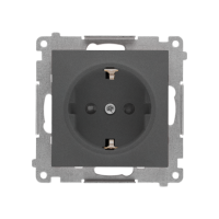 Gniazdo Schuko z przesłonami (moduł) 16 A, 250 V~, szybkozłącza, Grafitowy mat Simon 55 | TGSZ1CZ.01/116 Kontakt Simon