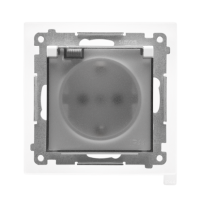 Gniazdo Schuko IP44 z przesł z uszczelką ramki moduł 16A 250V szybkozł Kl transp Biały mat Simon 55 | TGSZ1BCZ.01/111A Kontakt Simon