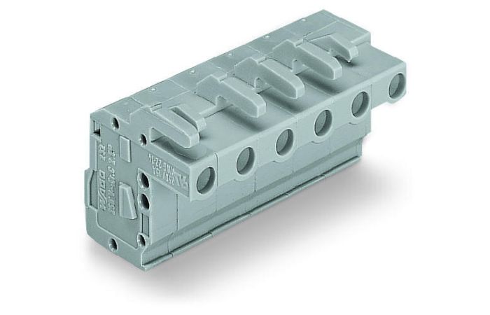 Gniazdo 5-przewodowe raster 7,5mm/ 0.295in, konstrukcja kątowa, szara | 732-105/026-000 Wago