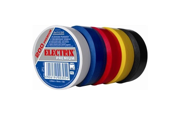 Taśma izolacyjna ELECTRIX 200 PREMIUM 19mmx18m, niebieska | PE-200P183-0019018 Anticor