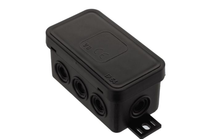 Puszka n/t V8 80x45x41mm IP54 8-wl klik z osłab. czarna elastyczna | 038-05 Viplast