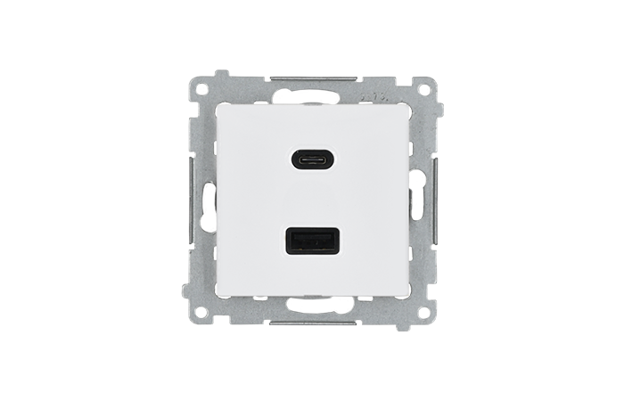 Ładowarka 2xUSB C+A Quick Charge 5/9/12V (moduł), 3.1 A, 5V DC 230V biały Simon 54 | DEC2CA.01/11 Kontakt Simon