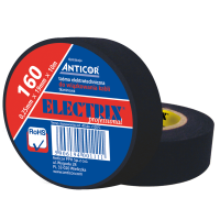 Taśma tkaninowa ELECTRIX 160 19mmx10m, parciana,wysoka wytrzymałości na rozciąganie,zerwanie czarna | PE-160P000-0019010 Anticor