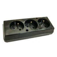 Gniazdo trzykrotne,rozbieralne, 3x2p+Z czarny GN-370 | T-11013 Plastrol