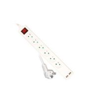 Przedłużacz z sześciokrotnym gniazdem z wyłącznikiem i USB ECO 6X2p+Z, 10A 5m biały PS-670WS+USB/5,0 | W-98169 Plastrol