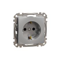 Gniazdo zasilające schuko z przesłonami torów prądowych, srebrne aluminium, SDD113021edna Design & Elements | SDD113021 Schneider Electric
