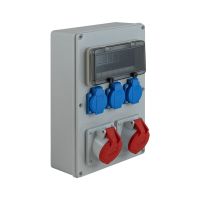 Rozdzielnica budowlana RB-1616 IP44 1x16A/5P,1x16A/5P,3xGS, szara | 65.1616 Elektro-Plast Opatówek