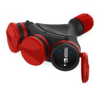 Gniazdo trzykrotne z klapką hermet. 3x2p+Z IP44 EXTREM SCHUKO rozberialne, czarno-czerwony GN-X3/44S | W-01164 Plastrol