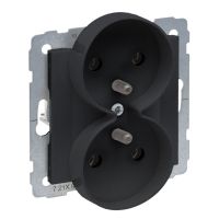 Gniazdo 2X2P+Z 16 A 250 V, zaciski śrubowe, czarny, SUNO | 721491 Legrand