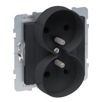 Gniazdo 2X2P+Z z przesłoną 16 A 250 V zaciski automatyczne, czarny, Suno | 721490 Legrand