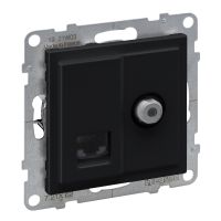 Gniazdo TV typ "F" 1.5 dB + RJ45 KAT 6 UTP, czarny, Suno | 721462 Legrand