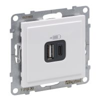 Gniazdo USB typ A + C 5 V 3A, biały, Suno | 721130 Legrand