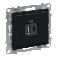 Gniazdo USB typ A + C 5 V 3A, czarny, Suno | 721430 Legrand