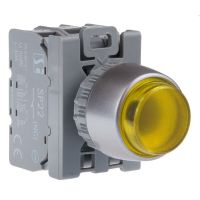 Przycisk wystający, pierścień niklowany, styki 1NO+1NC, podświetlany, żółty | SP22-WLG-11-230-LED\AC Spamel