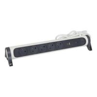 Przedłużacz PREMIUM obrotowy 5X2P+Z USB A+C z ogr. przepięć, z przew. 1,5m 3X1.0mm2 biały/grafitowy | 049421 Legrand